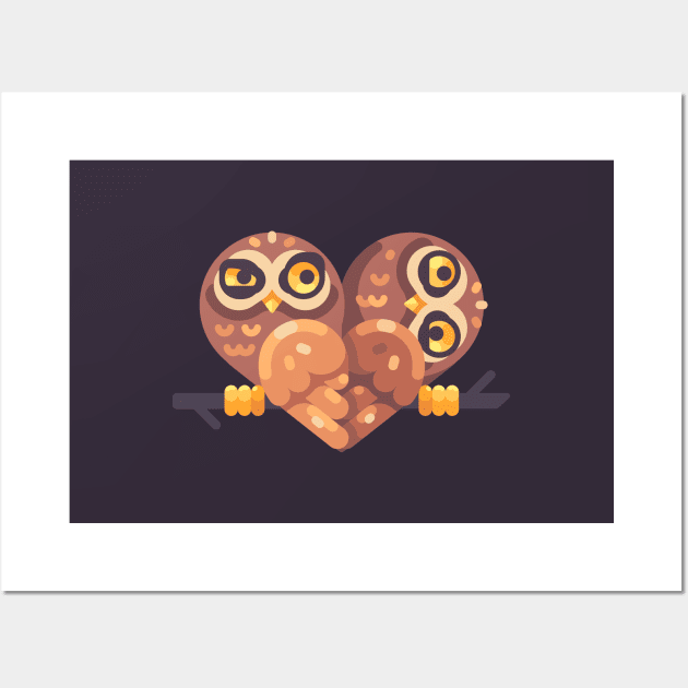 Cute Heart Shaped Owls Wall Art by IvanDubovik